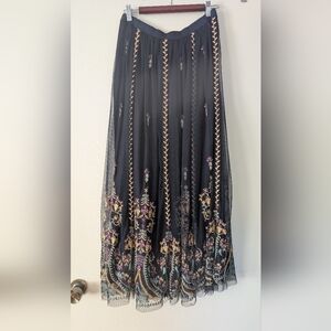 Navy Embroidered Midi Skirt From Sundance.